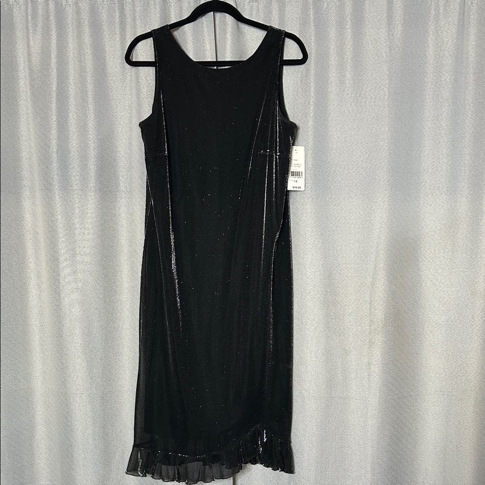 Byer California Black Midi Dress with Ruffle Hem